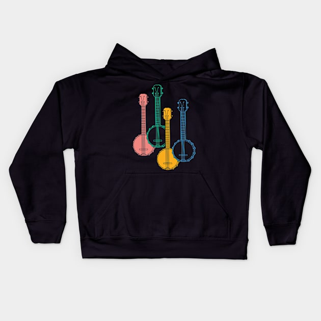 Banjo Player Guitar Kids Hoodie by Cooldruck